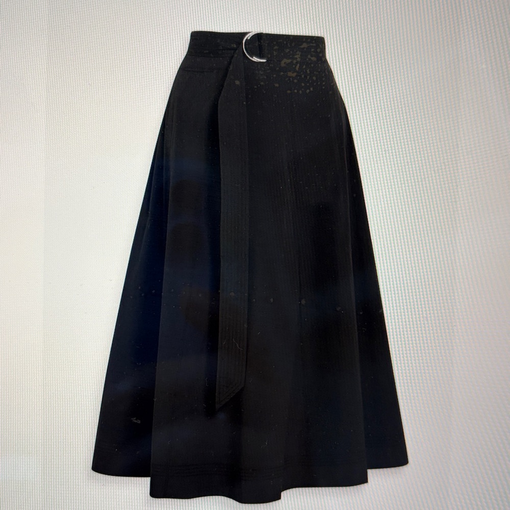 Lafayette 148 NY 35"  Navy blue A-Line Wrap midi Skirt NWT